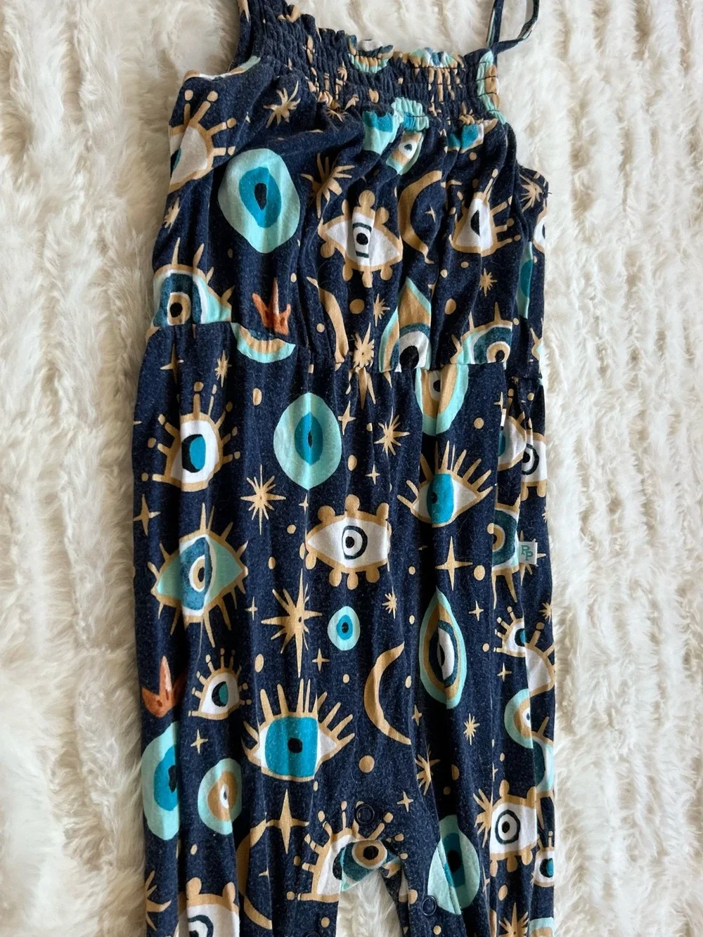 Posh Peanut Navy Blue Evil Eye Romper